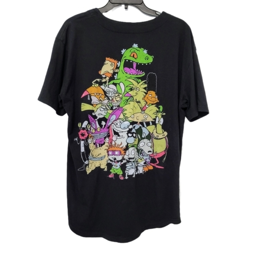 Nickelodeon Men's Button Front Baseball Style Graphic Tee, Size L, 90s‎ Cartoons